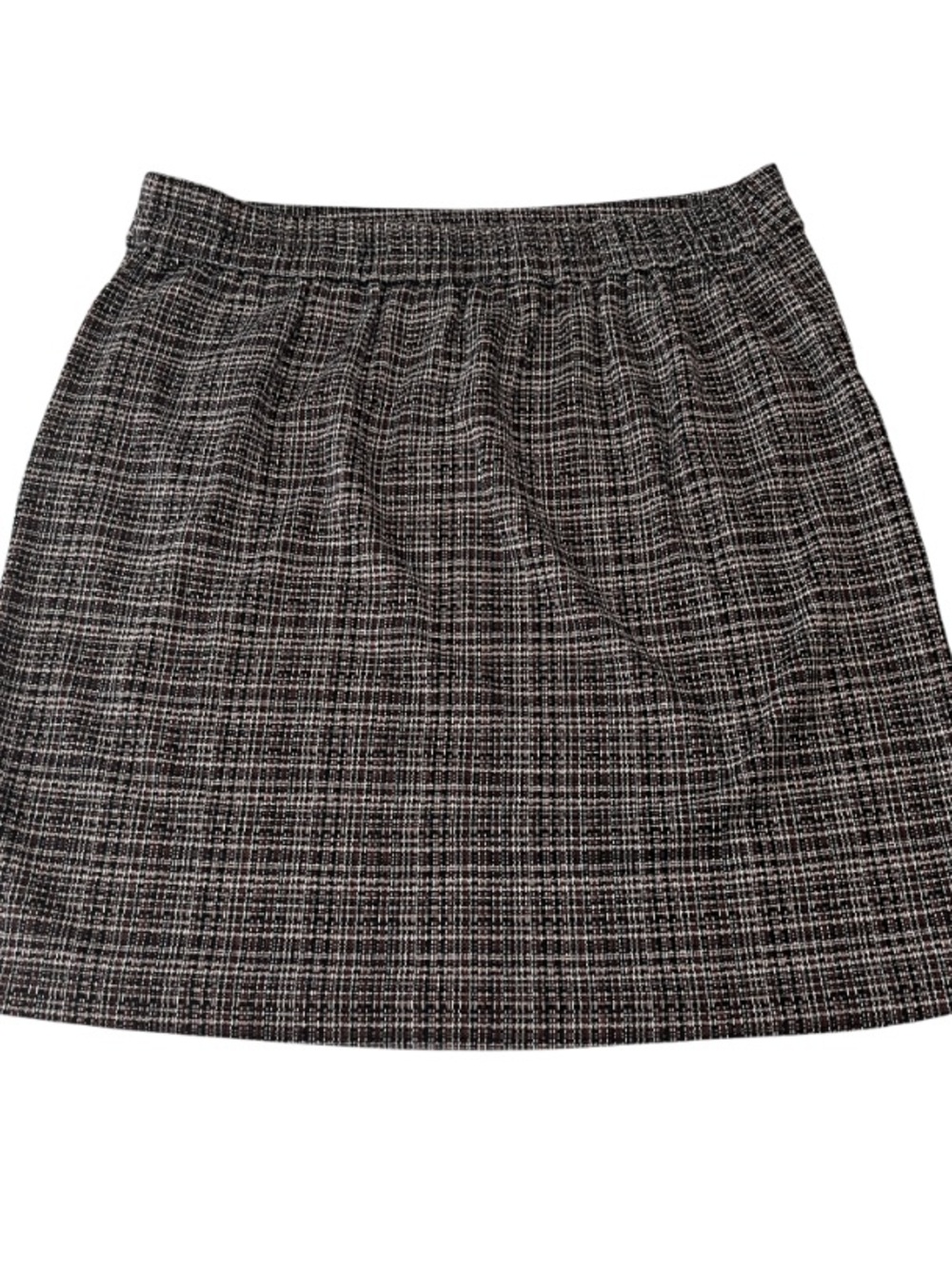 Skies are Blue Brown and Black Plaid Tweed Straight Mini Skirt